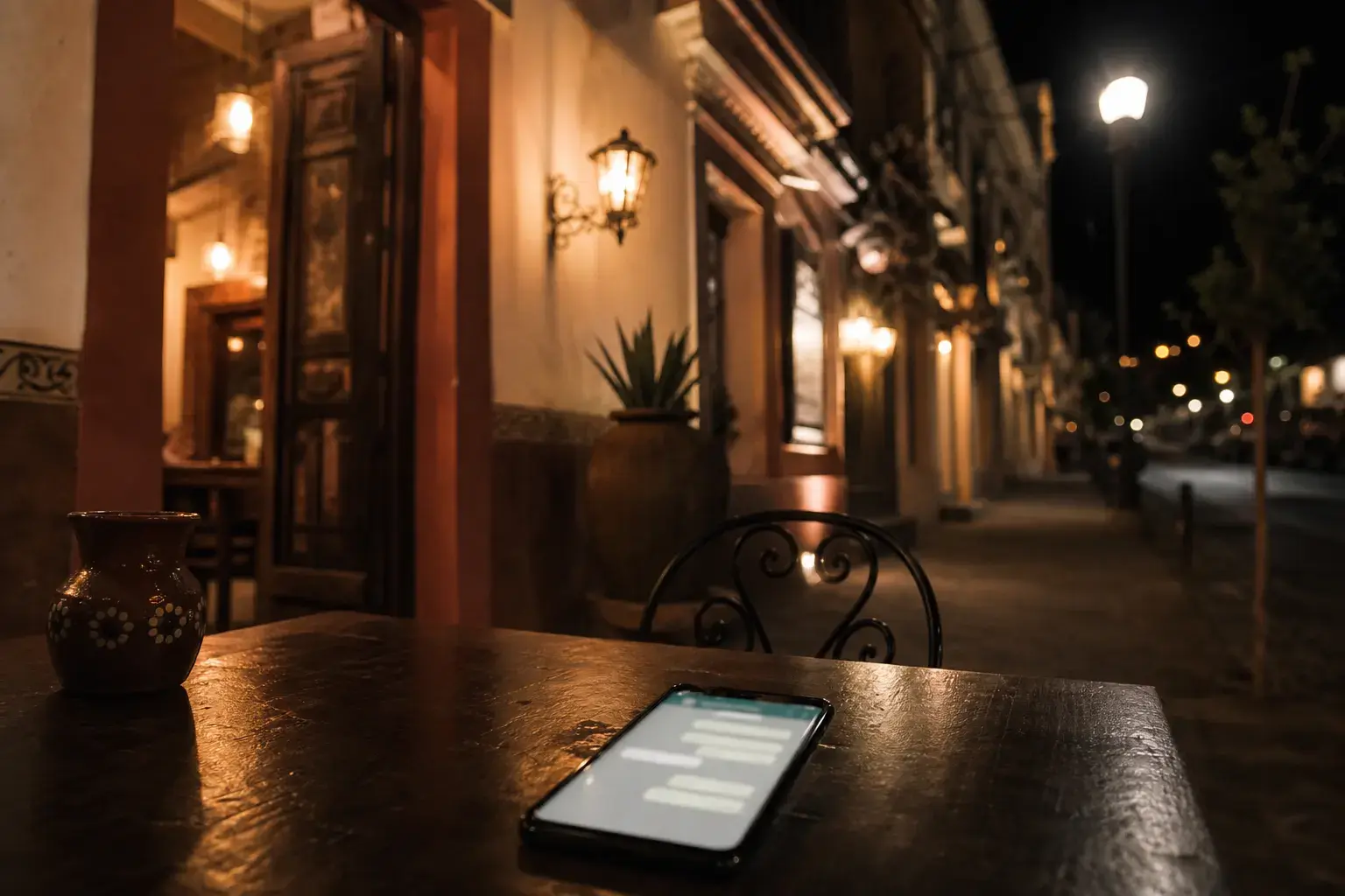 Mesa vacía en Chihuahua con un WhatsApp sin contestar.