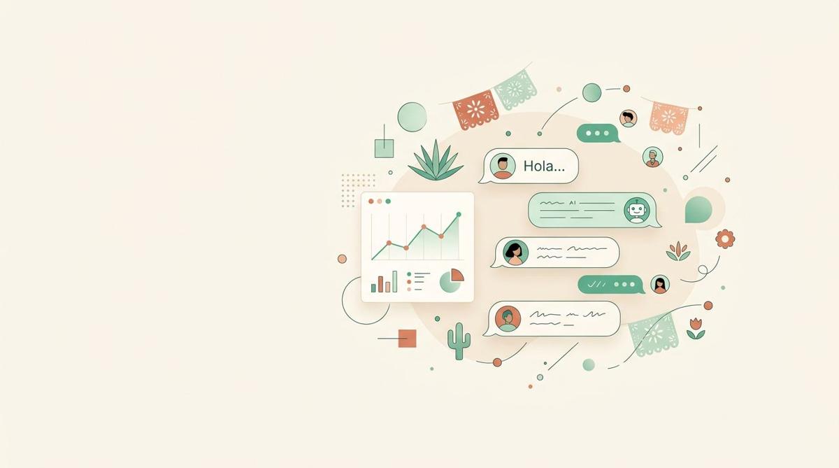 Ilustración sutil de Bien con conversaciones y analítica