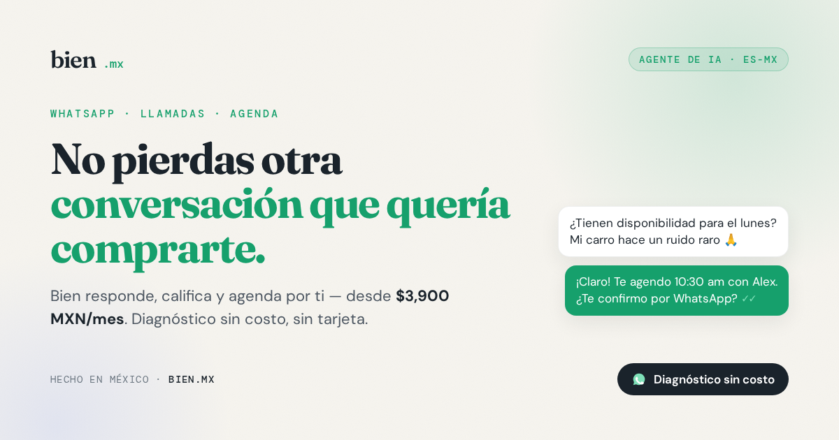 Bien.mx — Agentes de IA para el WhatsApp de tu negocio